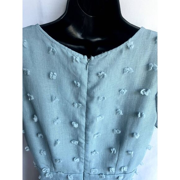 Anthropologie Sunday in Brooklyn Glenda Textured Dress Baby Blue Size M Flare - Picture 6 of 12